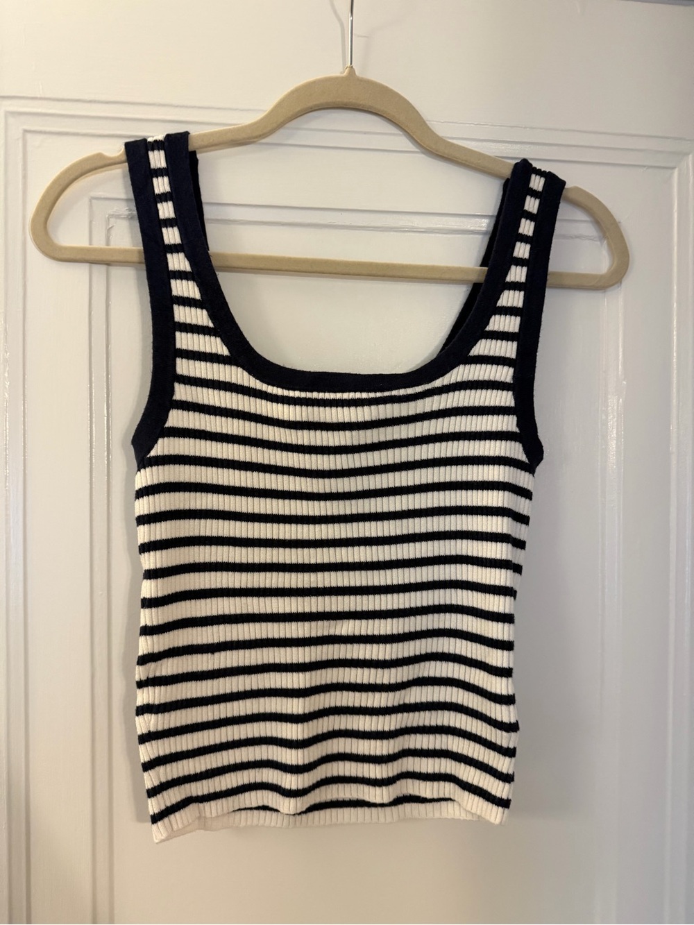 H&M Striped Ribbed Tank Top - Navy & White Size M